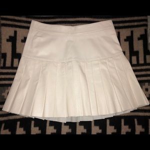 Pam & Gela Leather Pleated Skirt - Cream
